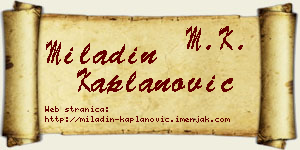 Miladin Kaplanović vizit kartica